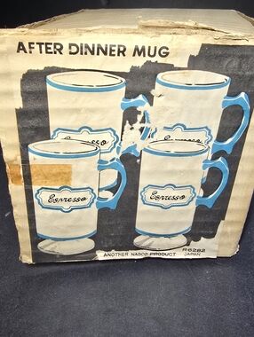 Vintage Nasco Espresso After Dinner Pedestal Mugs Set Of 4 Fine China Japan